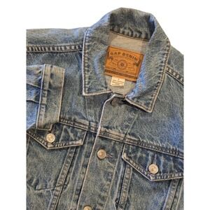 Gap Denim Jacket Womens Large Blue Trucker Cropped 100% Cotton Vintage Y2K